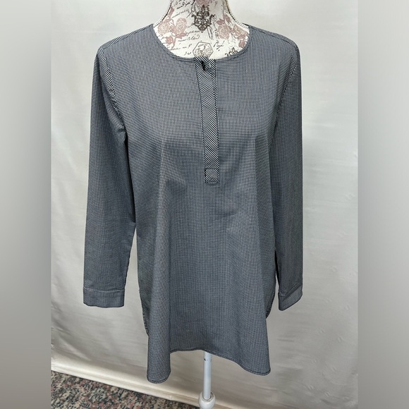J. JILL Black and white gingham long sleeve tunic top size M. - Picture 8 of 13